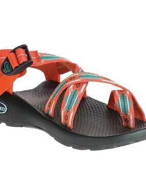 Chaco Women's Z Classic Sandal in Orange / Teal Aztec Print